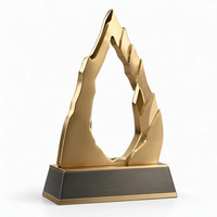 Trophée Fontaine Métallique Doré Poli à Côtes Radiantes, Base Cylindrique Noire, Gravure Personnalisée, Impression UV, Récompense pour Cadeaux de Salon Professionnel