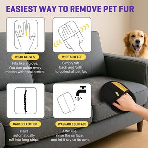 Custom New Upgrade <b>Pet</b> Hair Removal Glove for Cats Dogs Hiar Reusable Efficient Electrostatic Cat Grooming Gloves - Product Image 4