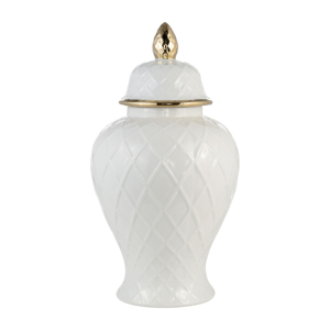 Vaso Decorativo in Ceramica con Coperchio, Elegante Contenitore per Fiori per Soggiorno, Arredamento Casa, Camera da Letto, Ufficio - Product Image 1