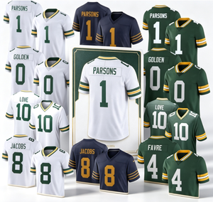 Camiseta de Fútbol Estilo Green Bay # 0 Dorado # 10 Parsons # 4 Favre # 8 Telas Jacobs con Impresión Digital, 100% Poliéster, Transpirables, al por Mayor - Product Image 1