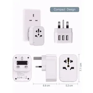 World To UK Travel Charger Wall Power Adaptor Smart With UK Plug BS8546 UKCA Approved