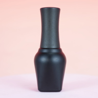 Bouteille en verre carrée ronde vide de 12ml 15ml pour vernis à ongles conteneur de gel UV noir mat personnalisé bouteille de vernis à ongles avec brosse à capuchon
