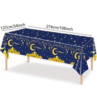 Nappe Eid Mubarak, nappe de table blanche, noire, bleue, violette, lune, nappe Eid, fête musulmane, festival islamique, fournitures pour la fête du Ramadan