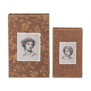 Set Of 2 Vintage Decorative <b>Book</b> <b>Box</b> With Elegant Lady Motifs L7x3x10.5 S5x2x8.5 - Product Image 2