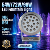 Luz LED Sumergible para Fuentes RGBW de 54W, Resistente al Agua IP68, de Acero Inoxidable 316L, Ajustable, 12V/24V DMX para Piscinas Subacuáticas