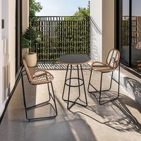 Chaise haute de bistrot moderne en rotin tressé PE pour extérieur, non pliable, pour jardins et terrasses