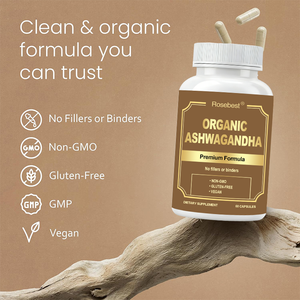 Rosebest Produsen China Grosir OEM Label Pribadi 100% Vegan Kapsul Ashwagandha Organik Murni Suplemen untuk Tidur Nyenyak - Product Image 5