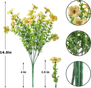 باقة من الزهور الاصطناعية الخارجية للبيع بالجملة بها 7 شوكات من نبات الأوكاليبتوس البنفسجي ديكور منزلي نبات صناعي أوراق الأوكاليبتوس - Product Image 4