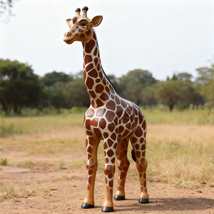 Sculpture de <span class=keywords><strong>girafe</strong></span> grandeur nature en résine de fibre de verre décorative d'extérieur, impression numérique, couleurs et logo personnalisables pour jardin - Product Image 1