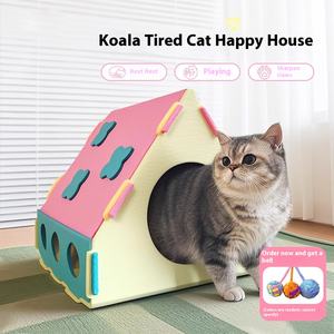 Badoamine ekstra büyük doğal uzay kapalı kedi evi yüksek görünümlü evrensel dört mevsim Pet yuva çevre dostu kedi mağara - Product Image 5