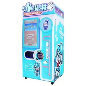 Mesin penjual es krim otomatis kustom mesin penjual es krim dioperasikan koin layanan otomatis mesin penjual es krim lembut untuk luar ruangan