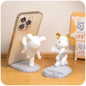 Sevimli ayı şekilli tutucu 3D telefon cep telefonu standı masa danışma reçine yaratıcı taşınabilir ekran desteği el sanatları cep telefonu hayvan