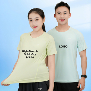 เสื้อยืดกีฬาทำจากเส้นใยยืดหยุ่นพร้อมผ้าแห้งเร็วและยืดได้พอดีสำหรับการออกกำลังกายและผู้หญิง - Product Image 6