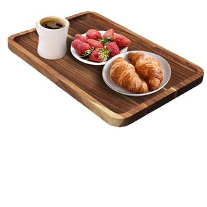 Plateau de service carré en bois Yilan, multifonctionnel, en bois massif, pour salon, canapé, petit-déjeuner, collations - Product Image 2