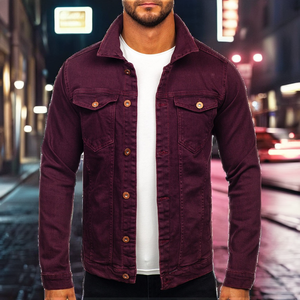 Custom Black Waxed Denim <b>Jacket</b> Men Long Casual Autumn Zipper 100% Cotton Streetwear OEM Manufacturer - Product Image 2