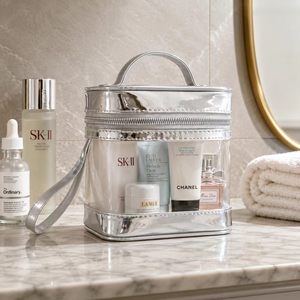 Private Label <b>Transparent</b> PVC Square <b>Bag</b> with Zipper Handle Custom Logo Cosmetic Organizer Pouch for Travel Essentials - Product Image 5
