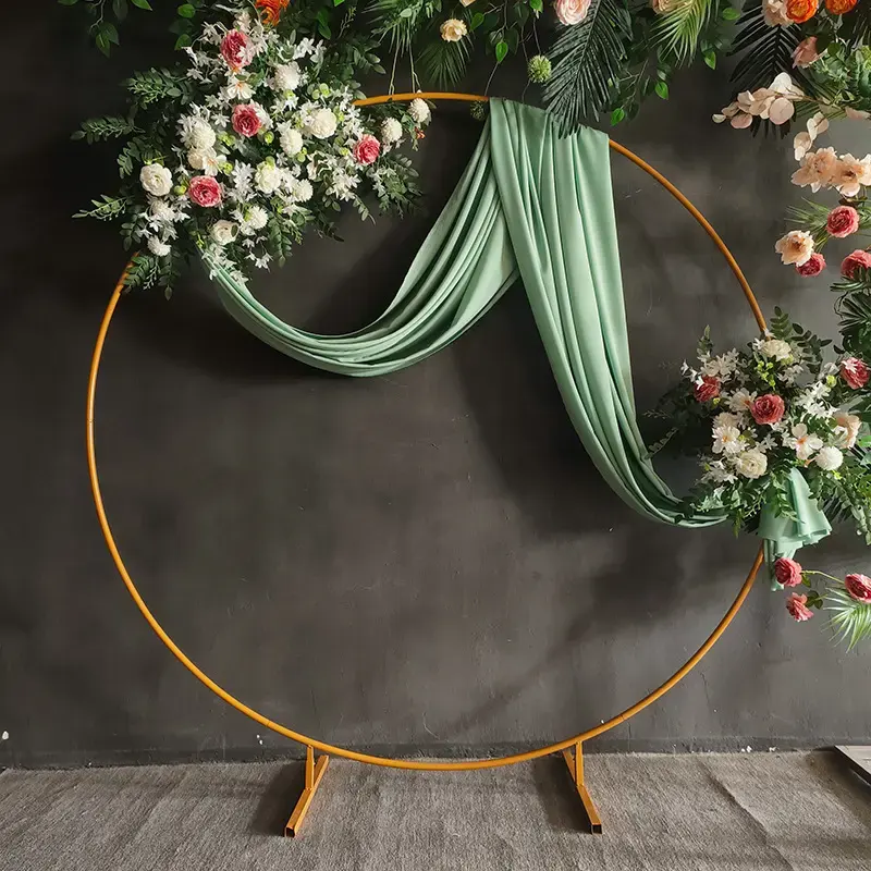 Wholesale Round Aluminium Gold Metal Backdrop Frame Arch Circle Backdrop Stand For Birthday Party Decoration Wedding Event