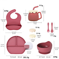 Oem Odm personnalisé écologique classique produits de salle à manger pour enfants sans Bpa ensemble d'alimentation pour bébé bol en silicone bavoir assiette cuillère fourchette tasse