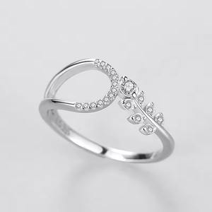 Bagues doubles en argent sterling 925 avec feuilles et zircons cubiques, pierres étincelantes, accessoires de mode empilables de qualité supérieure, vente en gros - Product Image 3