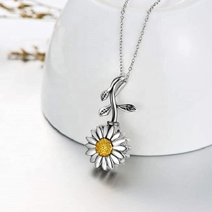 Liontin bunga lapisan dua warna kalung guci perak murni 925 asli untuk Kalung guci abu kremasi - Product Image 2