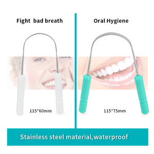 Racloir de nettoyage de <span class=keywords><strong>langue</strong></span> argenté en acier inoxydable écologique avec logo personnalisé avec poignée antidérapante Emballage nouveau style - Product Image 3