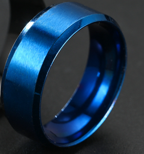 Blue <b>Tungsten</b> Plain Band <b>Ring</b> Modern Style Unisex Jewelry Daily Wear - Product Image 2