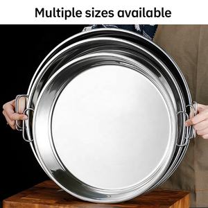 Assiettes à dîner de restaurant OEM Plateau à <span class=keywords><strong>pizza</strong></span> rond Plateau de cuisson léger en acier inoxydable Plats de service pour la restauration - Product Image 6