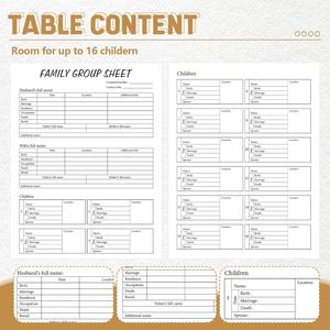 Tableaux d'arbre généalogique à remplir, feuilles vierges recto-verso pour groupes familiaux, fournitures d'organisation de la génalogie pour la <span class=keywords><strong>recherche</strong></span> sur l'histoire de l'ascendance - Product Image 3