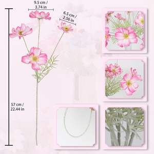 Venta al por mayor de fábrica: Flores artificiales de seda de coreopsis decorativas, cosmos realistas para decoración del hogar y el Día de la Madre - Product Image 3