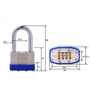 กุญแจล็อคแบบผสม WEKIS ขนาด 45 มม. ตัวล็อคทำจากเหล็กชุบแข็ง พร้อมตัวล็อคแบบแผ่นโลหะ ทนทาน ใช้กับประตูโลหะ มีล้อทองเหลือง 4 ล้อ ปลดล็อคได้ด้วยกุญแจ - Product Image 4