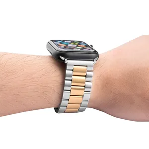 可调豪华不锈钢表带苹果手表金属带3链接iwatch 38/40毫米42/44毫米
