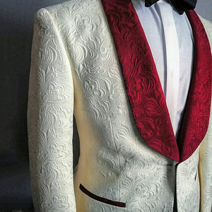 Traje de Novio LL154 Color Marfil con Jacquard, Trajes de Boda <span class=keywords><strong>para</strong></span> Hombre, Blazer <span class=keywords><strong>para</strong></span> Padrino, Traje de Dos Piezas <span class=keywords><strong>para</strong></span> Novios, Abrigo <span class=keywords><strong>para</strong></span> Padrinos de Boda - Product Image 1