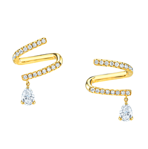 <strong>Gold</strong> Plated Minimal Delicate Lovely Girl Women Multi Piercing Single Triangle Cz Warp Classic Fashion <strong>Dangle</strong> Drop <strong>Earring</strong> - Product Image 4