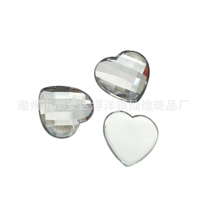 Strass acrylique en forme de cœur, 16 facettes, fond plat, pour bijoux, garnitures de vêtements, blanc transparent - Product Image 4
