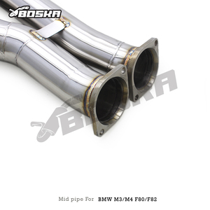 Tubo de escape de acero inoxidable Boska de ajuste directo de 2.5 pulgadas con longitud igualada para BMW M3/M4 F80/F82 S55 3.0T 2014-2019 con resonador - Product Image 5