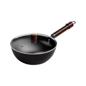 Uncoated Non Stick Single Serving Wok Flat Bottom Iron Pan For Gas And Induction Cookers - Product Image 2