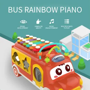 Juguetes musicales respetuosos <span class=keywords><strong>con</strong></span> el medio ambiente, clasificador de forma de autobús de música, Xylophone Melody para 1 año - Product Image 2