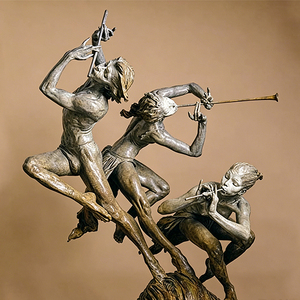 Statua in Bronzo per Decorazione Giardino Esterno, Colori e Dimensioni Personalizzabili, Scultura in Bronzo Dipinta a Grandezza Naturale - Product Image 1