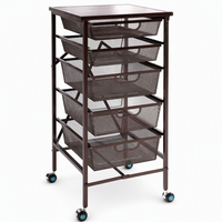 Chariot de rangement pliable robuste en fer à 5 niveaux avec frein pour la maison, le salon, la cuisine, le bureau – Fournitures commerciales en gros pour usine