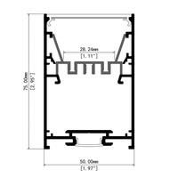 Profilé LED en aluminium moderne de 50 mm * 75 mm, lumineux vers le haut et vers le bas, pour bureaux et centres commerciaux