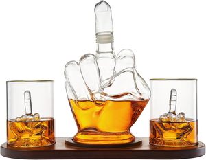 Regalos de dedo medio Novedad Juego de decantador de madera de caoba Regalo de mordaza divertido para adultos Copas de <span class=keywords><strong>vino</strong></span> de whisky con tapa para alguien que amas. - Product Image 5