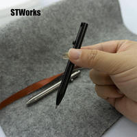 Stylo à bille à action par culbuteur en titane noir couleur métal avec usinage CNC et électroérosion par fil