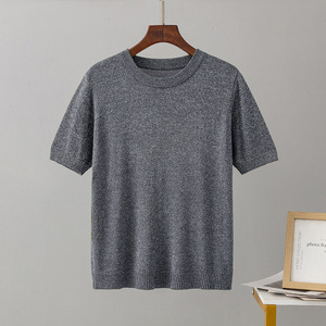 Camiseta de Punto de Alta Calidad, Personalizada, para Mujer, de Manga Corta, Cuello Redondo, Informal, para Verano - Product Image 4