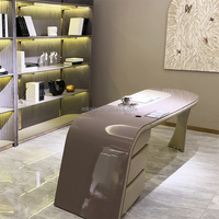 Table de bureau Design haut de gamme italie cuir Piano peinture bois massif patron bureau luxe moderne créatif en forme spéciale bureau d'ordinateur