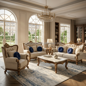 Divano in Legno Massello Intagliato a Mano con Rivestimento in Pelle - Stile Classico Europeo di Lusso per Progetti di Ville e Hall di Hotel (OEM/ODM) - Product Image 4
