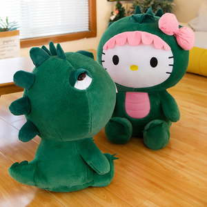 Giocattoli di Peluche Ingrosso Kawaii Super Morbidi Dinosauro Hello Kitty Gatto Animali Cartoni Animati Cuscino Imbottito in Cotone PP Verde - Product Image 3