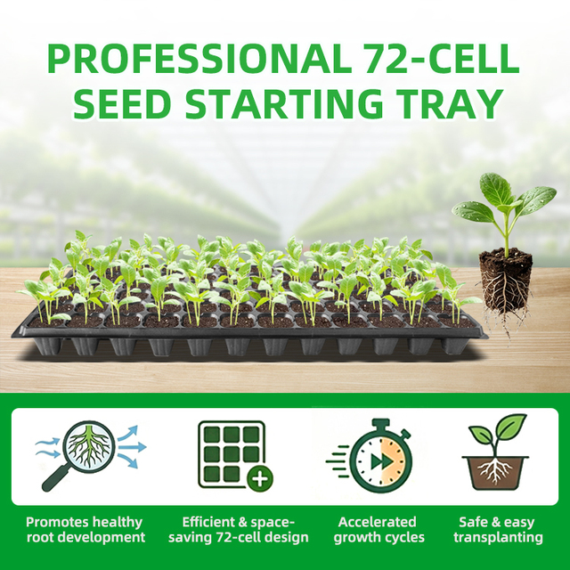 Greenhouse 72 Cells Seedling Trays PET PP PS Lightweight Plug Tray Seed Starter Germination Nursery Trays for Seed Growing
