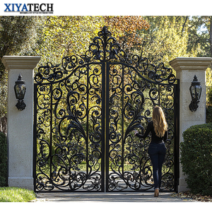 Fabricantes de XIYATECH, puerta de entrada de hierro forjado, puertas batientes para Villa, sistema de puerta de valla de Metal de diseño especial para puerta de acero de seguridad - Product Image 4