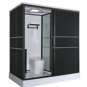 Set kubus Pancuran kamar mandi, lapisan tahan ledakan hitam kaca Tempered untuk kamar mandi Toilet kamar mandi