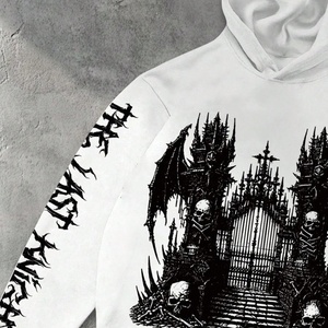 Vente en gros de sweats à capuche Y2k épais, personnalisables avec logo imprimé numériquement, couleur unie, 100% coton, coupe ample et carrée, pour hommes - Product Image 3